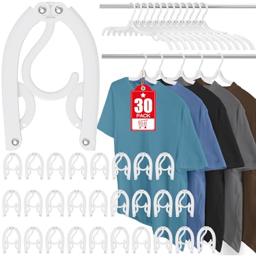30 Pcs Travel Hangers Portable Foldable Hanger Cruise Essentials 2026 White | Travel Hangers Organizer Plastic Clothes Drying Rack Folding Hanger for Camping Flying RV Europe Vacation Essentials Suitcase - color: Milky White, size: 30 Pack