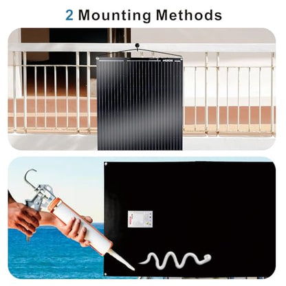 200W Flexible Solar Panel Kit, Lightweight Monocrystalline Ultra-Flexible Bendable Mono Off-Grid Charger with 30A Charge Controlle for 12-24V Battery Charging Car Battery Camping Stuff (2 * 100W) - size: 200W Kit