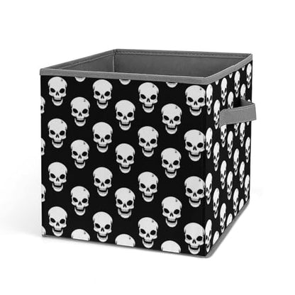 White Skull Pattern Foldable Storage Box with Handle Organizer Containers for Home Office Clothes Office Supplies - color: style-1