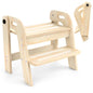 Wooden Toddler Step Stool, Foldable 2-Step Stool for Kids Bathroom Sink, Toilet Potty Training with Handles, Anti-Slip for Kitchen, Nursery, Bedroom(16.9 Wide)