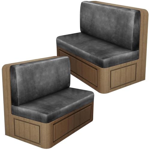 Leather Look RV Dinette Cushion Covers, Stretch Camper Cushion Slipcovers for Travel Trailer Couch RV Booth Seat, Replacement Camper Sofa Chair Protector (2 Backrest Cover & 2 Bench Cover,Light Grey) - color: Dusty Gray, size: 2 Sets