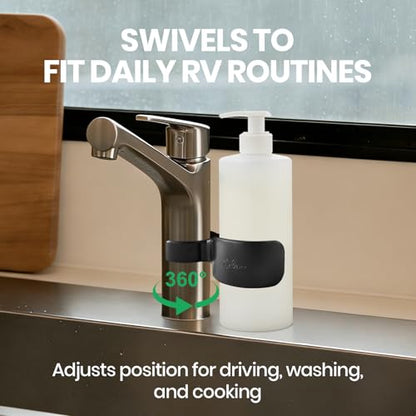 Calvana (2Pack) RV Soap Holde, Soap Swivel Caddy, Van Storage Accessory to Secure with Rotating Design, Compatible with Most RV Faucets Bottles