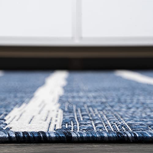 JONATHAN Y Berber Stripe Indoor Outdoor Area Rug 3X5 Blue/Ivory, Colonia for Backyard, Patio, Porch, Easy-Cleaning, High Traffic, Pet-Friendly, Non-Shedding (SMB125C-3) - size: Select