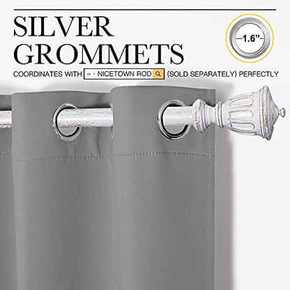 NICETOWN Bedroom Curtains Blackout Drapery Panels, Three Pass Microfiber Thermal Insulated Solid Ring Top Blackout Window Curtains/Drapes (Two Panels, 34 x 84 inches, Silver Grey) - color: Silver Grey, size: 34"W x 84"L (Pack of 2)