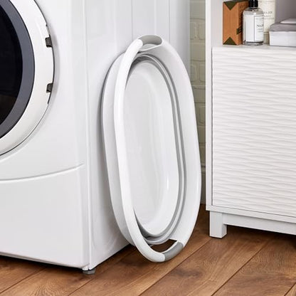 Laundry 360 Collapsible Laundry Basket | Portable | Space Saver Storage | 27 Liter Capacity | Store Under the Bed or Closet | Good for Kids | Dorm | Bedroom | Large | White/Grey - size: 1 Pack White 27L