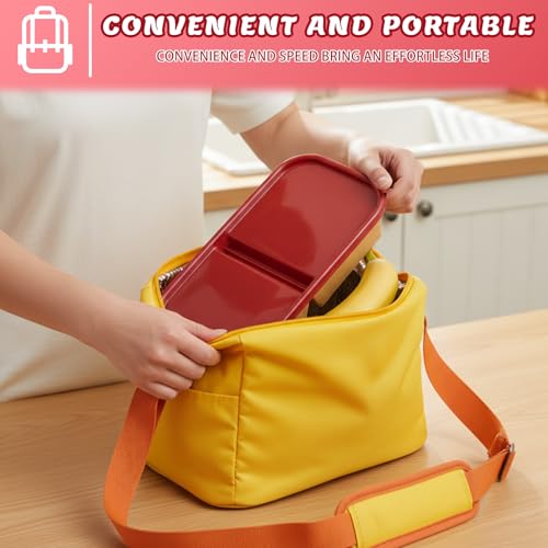 8 Pack 32oz Paper Lunch Box Bento Boxes, 2-Compartment Kraft Brown Paper Take Out Food Containers with Lids, Leakproof & Microwave Safe, Disposable To Go Boxes for Picnics, Offices, Catering, Red - color: Red Lid & Kraft Brown Box
