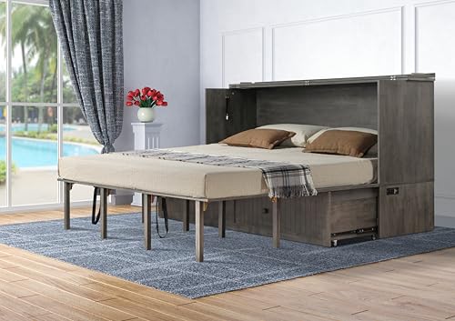 Mega Solutions Murphybedz Tuscany Murphy Cabinet Chest Bed with Charging Station 6 Inch (Galaxy Grey, King) - color: Galaxy Grey, size: King (U.S. Standard)