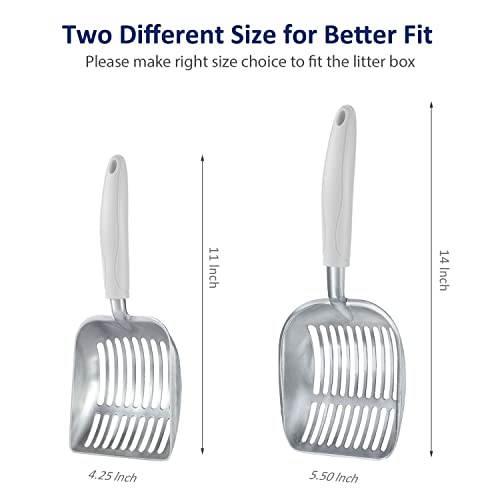 WePet Cat Litter Scoop, Aluminum Alloy Sifter, Kitty Metal Scooper, Deep Shovel, Long Handle, Poop Sifting, Kitten Pooper Lifter, Durable, Heavy Duty, for Litter Box - color: FLAT Aluminum \ #05 Grey Handle, size: Small