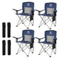 Elevon Camping Chair, Portable Folding Outdoor Chair with Arms, Cup Holder and Carry Bag - color: Navy Blue-4 Pack