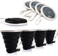 ME.FAN Silicone Collapsible Travel Cup - Silicone Folding Camping Cup with Lids - Expandable Drinking Cup Set - Portable, Graduated [9.22oz] - color: 4 Pack-Black