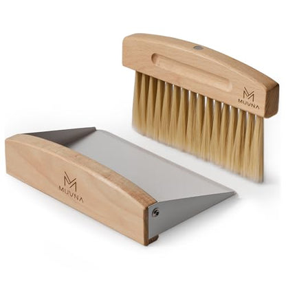 Small Coffee Brush and Dustpan Set - Magnetic Hand Solid Wood Soft Bristles, Barista Cleaning Tool for Espresso Machine, Coffee Grinder, Home Kitchen Countertop, Silver - color: White, size: Upgraded