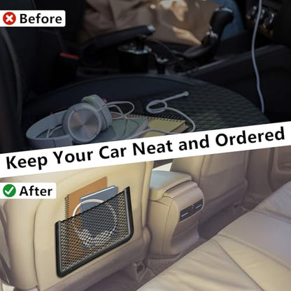 2 PCS Car Net Pocket, ABS Plastic Frame Cargo Net Storage Car Pockets Phone Net, Cars Mesh Nets Pockets with Screws for Auto, RV, Boat, and Camper Storage Nets (11.8 x 7.9 Inch) - size: 11.8 x 7.9 Inch