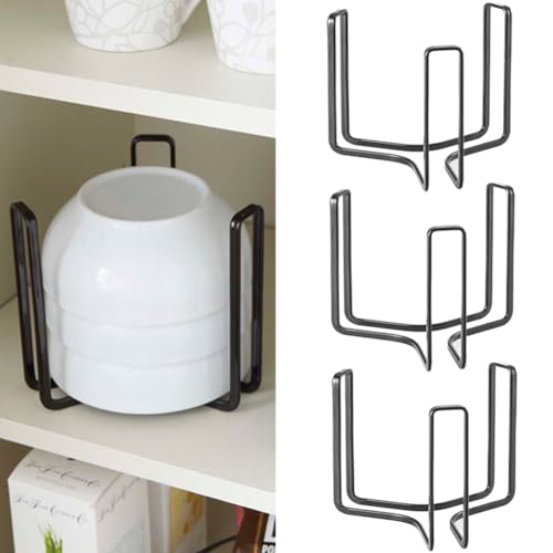 Dinnerware Bowl Plate Holder Fit for 6.5 Inches Diameters Bowl, Metal Bowl Storage Dying Display Rack for Kitchen Drawer, Countertop, Cabinet, Shelf, Cupboard (Black, Small 4PCS) - color: Black, size: Small 4PCS