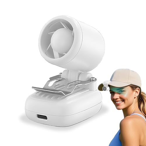 Portable Clip on Fan, 3-in-1 Hands Free Mini Hat Fan（White） | Rechargeable Battery Powered Personal Fan, 3 Speeds, Lightweight Small Clip Fan for Hiking Fishing Camping Running Travel - color: White