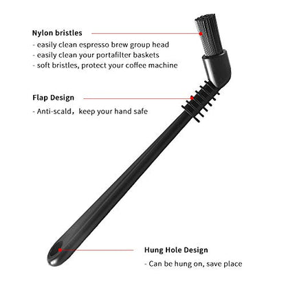Espresso Machine Cleaning Brush Set - CAFEMASY 5 Pieces Coffee Cleaning Brush Natural Bristles Wooden Brush for Coffee Grinder and Nylon Brush for Espresso Machine Cleaning