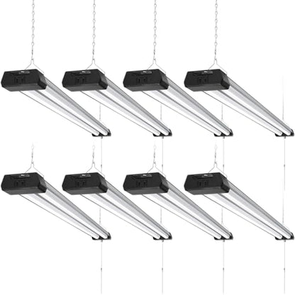 Barrina BS42a 4FT LED Shop Light for Garage, 42W, 5000K, 4800LM, Linkable Plug in Light Fixture, Workshop, Hanging or Flush Mount, Concealed Wiring Design, Pull Chain Switch, Heat Dissipation, 8 Packs - size: 8 Packs