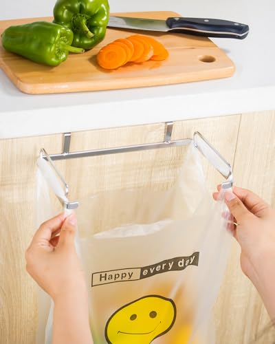 YQh Garbage Bag Holder Stainless Steel for Kitchen Cabinet Doors and Walls (Open-top Style) - style: Open-top Style
