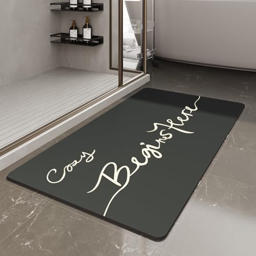 MontVoo Bath Mat-Bath Mat Rug Non Slip Super Absorbent Stain Resistant Quick Dry Thin Bathroom Rug-Bath Mats for Bathroom Floor Bathtub Vanity-Bathmat Bath Rug Easy Care-24"x35",Black - color: Black-cozy, size: 24"x35"(rectangular)