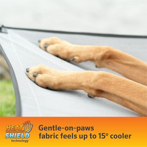 Coolaroo On-The-Go Elevated Dog Bed Kit – Portable & Cooling Travel Cot with HeatShield Fabric for Large Dogs, Lightweight & Compact, Includes Matching Carry Bag & Pacific Blue Bonus Cover, Large - color: Pacific Crest Blue, style: Large