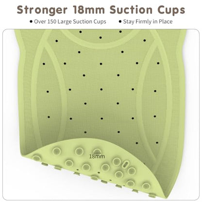 Upgraded Kids Bathtub Mat Non Slip, Low-Odor Natural Rubber Bath Mat with Strong 18mm Suction Cups, Flat Non-Slip Surface, 30"x18" Cute Frog Design, Shower Mat Fast Draining for Smooth Tubs, Green - color: Green