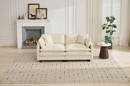 SoarFlash 77.95" Chenille Sectional Sofa, Comfy Modular Loveseat Sofa, Modern 2-Seat Couch Deep Seat Sofa Set for Living Room,Beige - color: Beige, size: 2 Seat