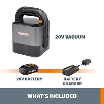 WORX WX030L 20V Power Share Cordless Cube Vac Compact Vacuum, Black - style: with battery and charger