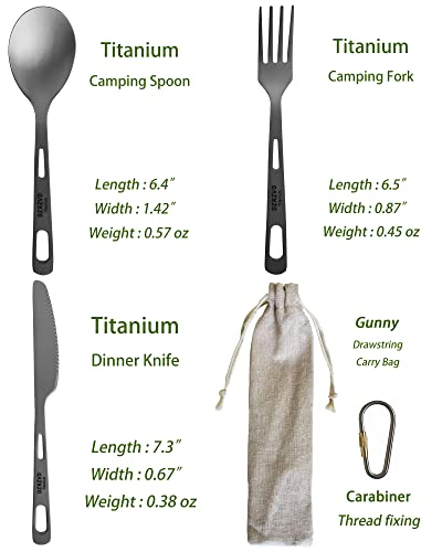 Titanium Spork and Spoon, 6.8" Camping Spork and Soup Spoon, Ultra-Light Eco-Friendly Travel Cutlery Set