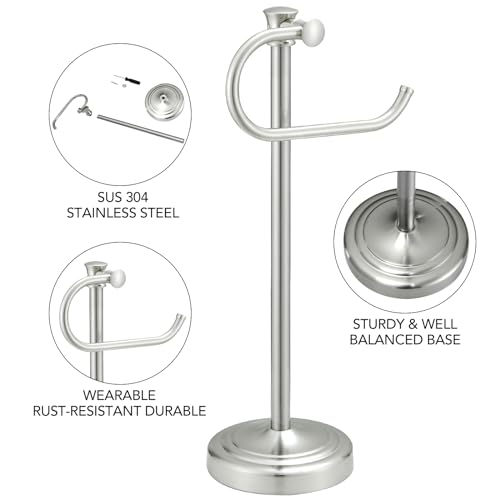 BESy 17 Inch Brushed Nickel Stand Towel Bar Hanger Hand Towel Bar Bathroom Vanity Countertop Towel Holder Free Standing Stainless Steel Towel Ring Hardware Accessories Towel Rack - color: Brushed Nickel