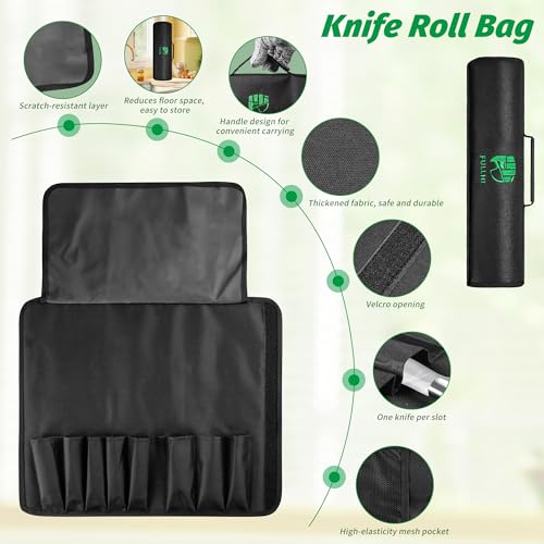FULLHI 15pcs Japanese Knife Set with Magnetic Knife Block Holder, Stainless Steel Blades, White Resin Ergonomic Handles for Professional and Home Cooking - color: White, size: Magnetic Block Knife set