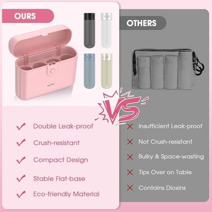 Travel Bottles with Case, 4x2oz TSA Approved, Leak-Proof, Press to Unlock, Compact & Portable Travel Toiletries (Pink) - color: Pink