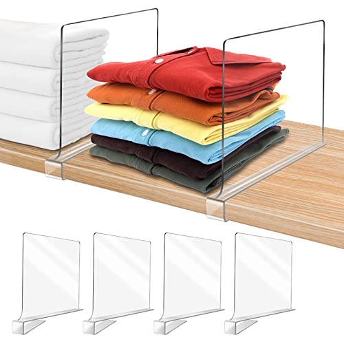 Acrylic Shelf Dividers for Closet Organization 4PCS Closet Shelf Divider Closet Dividers for Shelves Shelf Organizer for Closet Shelf Organizer for Wood Closet Separator Clear - color: Clear, size: 4Pack