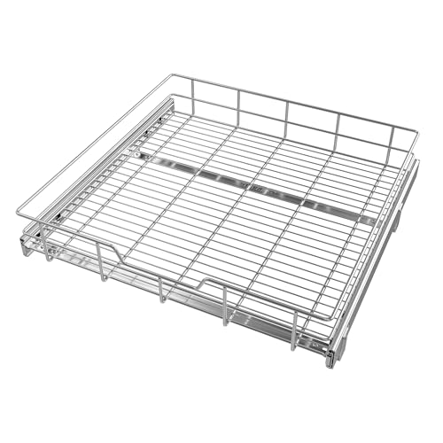 Pull Out Cabinet Organizer 24" W X 22" D, Slide Out Drawers For Kitchen Organizers and Storage, Pull Out Drawers For Cabinets Capacity Heavy Duty Caddy, Cabinet Shelves Chrome-Plated, Bathroom Pantry - color: 1 Tier - Chrome-Plated, size: 24" W X 22" D