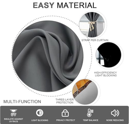 Self Adhesive Curtains - No Drilling, No Rod, Easy to Install Blackout Curtains for Window Blinds,Bedroom(Grey 35 * 59in-1P) - color: Grey, size: 35"W x 59"L (Pack of 1)