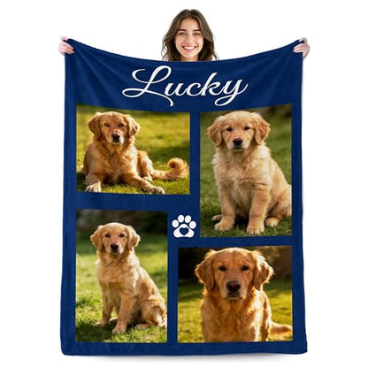 Custom Dog Blanket with Photo, Personalized Pet Memorial Gift, Personalized Pets Pictures Blanket with Name, Pet Lover Pets Memorial Gifts for Dogs, Customized Puppy Bereavement Passing Away Gifts - color: Design15