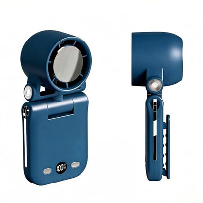 Mini Portable Handheld Clip On Rechargeable Personal Hand Fan with LED Display, High Speed Turbo Battery Operated 100 Speeds Small Fan for Travel/Outdoor/Concerts/Lash/Makeup (update blue) - color: update blue