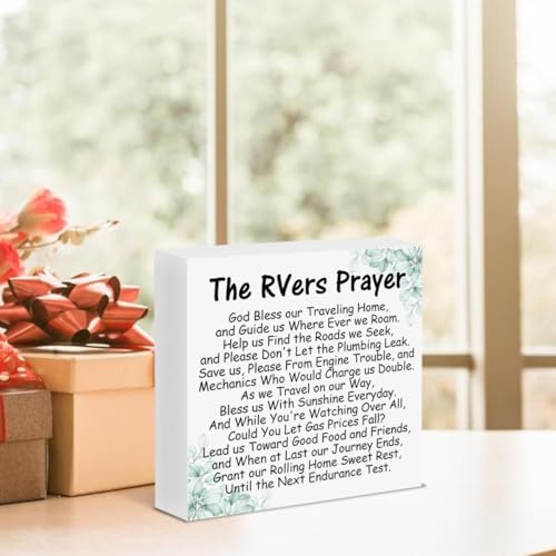 Christian Camper Box Sign Decor the Rvers Prayer Wood Block Sign RV Decorations for Inside Camper