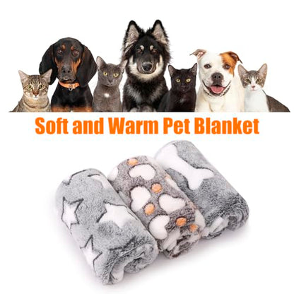 3 Pack Cat and Dog Blanket Soft & Warm Fleece Flanne Pet Blanket, Great Pet Throw Sleep Mat for Puppy Cats Small Medium & Large Dogs Cute Star/Love/Bone(Large 40" x 30") - color: Star/Love/Bone, size: large (40"*30")