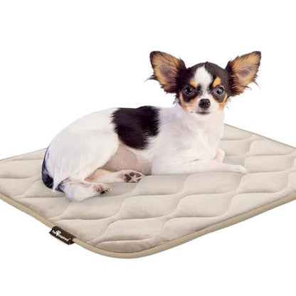 Paw Inspired Washable Padded Crate Mats for Dogs | 23” x 17” Pad, Fits 24-inch Kennels | Leakproof, Waterproof Bottom, Plush Pet Beds (Tan) - color: Tan, size: 24 Inch
