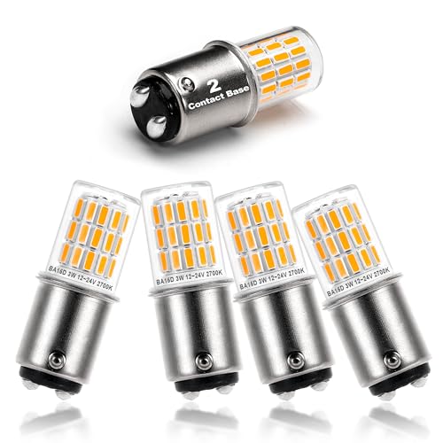 Ziomitus BA15D 12 Volt LED RV Camper Interior Light Bulbs,1076 1142 1176 S8 3W 2700K Warm White,Double Contact DC Bayonet Base,AC10-24V DC10-30V Low Voltage BA15D for Marine Boat Trailer Lights,5 Pack - color: 1142 Warm