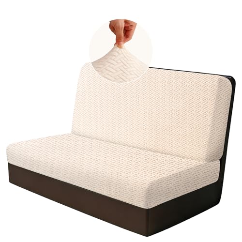 RV Dinette Cushion Covers, 2PCS Woven RV Couch Cover, Camper Cushion Covers, Camper-rv Sofa Cover for Couch, Bench Seat & Dinette Booth Cushions(Lvory White,[39.4" to 49.2"]×[19.7" to 25.6"]) - color: Woven/Lvory White/2pcs