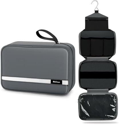 Maliton Toiletry Bag for Men & Women Travel Toiletry Bag Hanging Toiletry Bag Hygiene Organizer with 4 Compartments Waterproof Bathroom Shower Bag Large Toiletries Travel Bag (Gray) - color: Grey
