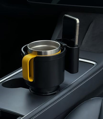 Seven Sparta Cup Holder Expander with Phone Holder & Cable Access, 3-in-1 Car Organizer, Side Storage Box for Phone/Cards, Compatible with Yeti, Owala, Hydro Flasks & Large Bottles Mugs in 3.5"-4.0" - size: Large