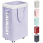 Goodpick Laundry Basket with Wheels,75L Collapsible Laundry Baskets with Removable Wash Bag, Clothes Laundry Hamper on Wheels, Light Purple - color: Light Purple 1-Pack