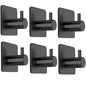 Fotosnow Black Adhesive Wall Hooks, 15lbs Stainless Steel Heavy Duty No Drill Towel Hooks for Bathroom Kitchen Home Hanging Robe Coat Hanger-6 Packs - color: Black-6 Pack