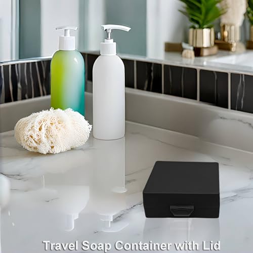 Soap Container, Shower Square Bar Holder Fit Handmade Soap, Travel Soap Case (Matt Black) - color: Matt Black