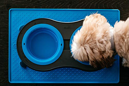 Dexas Pets Double Elevated Pet Feeder, Pro Blue, Small/1 Cup Capacity Bowls (PW1004322194) - color: Pro Blue, size: Small/1 Cup Capacity Bowls