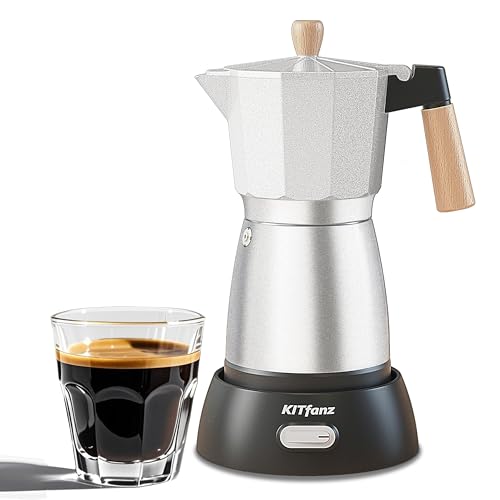 Electric Espresso Coffee Maker, Italian Coffee Pot, Electric Moka Pot, Cuban Coffee Maker, Portable Cafeteras Electricas Espresso Makers with Detachable Base 3 or 6 Cup (Bright Silver) - color: Bright Silver