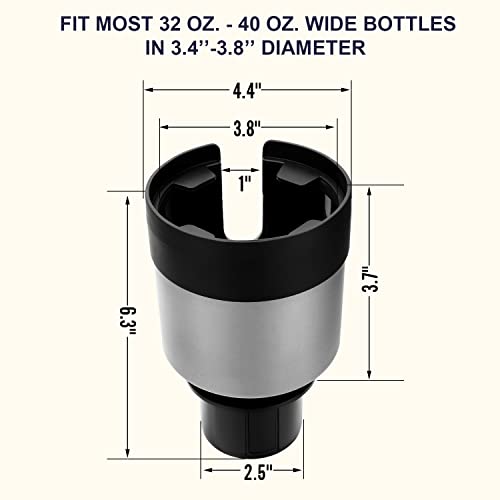 Seven Sparta Car Cup Holder Expander with Adjustable Base, Compatible with Hydro Flasks 32/40 Ounce, Compatible with Yeti Ramblers 20/26/30 Ounce, Other Bottles in 3.4"-3.8"(Silver Gray) - color: Silver, size: Medium*1