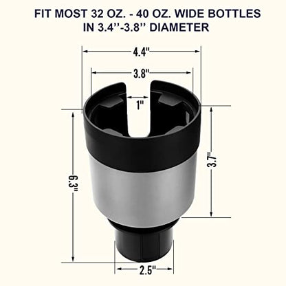 Seven Sparta Car Cup Holder Expander with Adjustable Base, Compatible with Hydro Flasks 32/40 Ounce, Compatible with Yeti Ramblers 20/26/30 Ounce, Other Bottles in 3.4"-3.8"(Silver Gray) - color: Silver, size: Medium*1