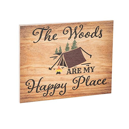 JennyGems Camping Gifts, Woods Are My Happy Place Wooden Sign, Camper Decor, Camping Sign, Made in USA - color: Woods Are My Happy Place